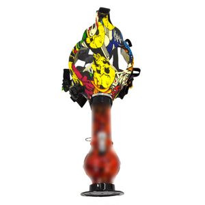 Gas Mask With Acrylic Bong Smoking Pipe printing Silicone Mask Tabacco Shisha Oil Rig Smoke Accessory Dry Herb Concentrate