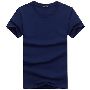 Casual Style Plain Solid Color Men's T-shirts Cotton Navy Blue Regular Fit Summer Tops Tee Shirts Man Clothing 5XL 210716