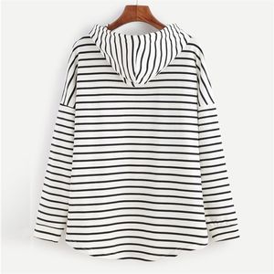 ZOGAA Fashion Women Hoodies Ladies Stripe Printed Sweatshirts Casual Streetwear Loose Plus Size Womens Hooded Pullover 210816