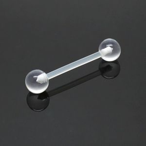 Flexi PTFE Bar Clear Tongue Ring Popular Whole Body Jewelry 14G Brabell UV Acrylic 200pcs/lot Soft