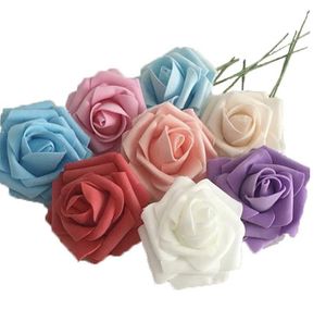 Künstliche Mehrfarbige Rosen großhandel-7cm Künstliche Schaumstoffe Blumen für Home Hochzeit Dekoration Scrapbooking Pe Blume Köpfe Küssen Bälle Multi Color