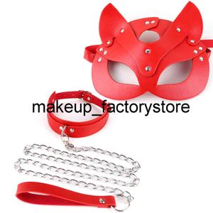 Massage Sexy Women BDSM Leather Mask Handcuffs Collar Suit Headgear Head Harness Slave Roleplay Bondage Fetish Adult Flirting Store