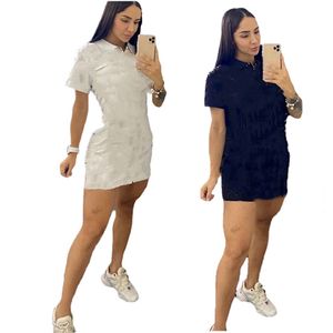 女性ミニドレス半袖シャツスカートボディコンドレスセクシーな夏の服装プラスサイズS-2xlホワイトブラックレタースカートパッケージヒップスカート4630