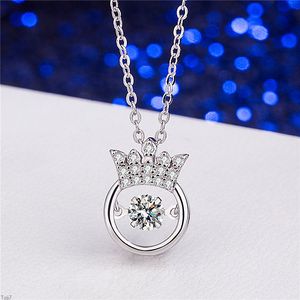 Crystal Womens Necklaces Pendant Silver smart crown heartbeat Fashion Chain Jewelry gold plated