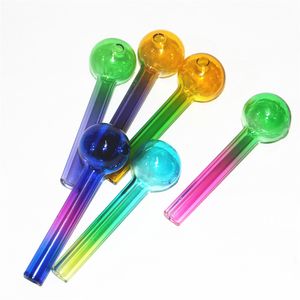 Pyrex Glass Oil Burner Smoking Pipe Dab Rig Tobacco Water Pipes 10CM Bongs Heat Resistant Colorful Hand Cigarette Holder High Borosilica Material