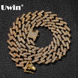 Uwin Drop Shipping Fashion Iced Pradze Cuban Link Łańcuchy Naszyjniki 15mm Mutil-Colored Blue / Black Dhinestones Hiphop Jewelry Mens X0509