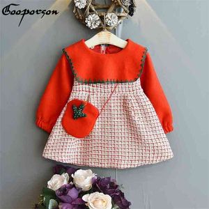 Gooporson inverno crianças roupas tricotar manga longa princesa vestido com saco outono meninas vestido vestidos cute crianças traje 210715