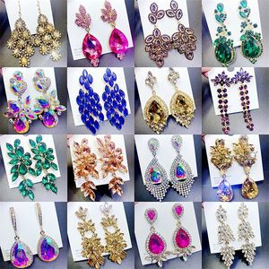 Cyrkon Bohemian Dangle Kolczyki dla kobiet Luksusowy Kryształ 3A Tassel Elegancki Długi Diament Eardrop Hurtownie Boże Narodzenie Prezent 10 Par / Lot