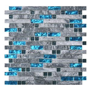 Art3d 5-Piece 3D Wall Stickers Crystal Glass Peel and Stick Backsplash Tiles for Kitchen Bathroom , Wallpapers(30X30CM)