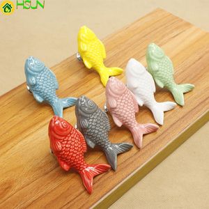 Handles & Pulls 2 Pcs Dongguan Haorenjia Hardware Cartoon Color Single Hole Ceramic Handle Grass Carp Bookcase Drawer Cabinet