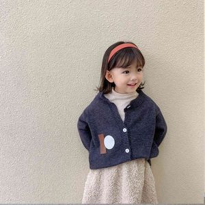 Autumn Winter girls fashion patchwork cardigans Boys kids all-match casual sweaters 1-6Y 210508