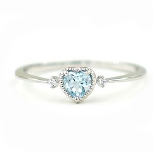 Fashion Women Ring Jewelry Heart Shape Blue Zircon Gemstone Finger Rings for Wedding Engagement Party Gift Ornaments