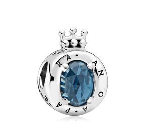 Serve para pulseiras originais Pandora 20 pçs Queen Crown Blue Crystal Charms Beads Silver Charms Bead para mulheres Colar Europeu DIY Jóias