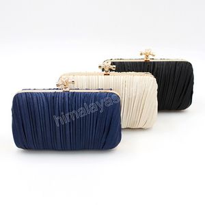 Fashion Women's Evening Bags Fold Pleated Luxury Handbag Small Square Clutch Purse Chain Shoulder Bag