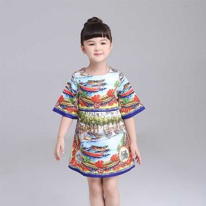 2020 Fashion Flowers Girls Summer Dress Short Sleeve Printed Dresses For Girls Party Birthday Girl Dress Vetement Enfant Fille Q0716