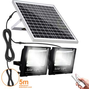 2 head solar outdoor spotlight Street Lamp IP67 Waterproof Super Bright Solar Street Flood Wall Light With Remote