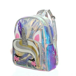 Bonito Dos Desenhos Animados Mochila TPU Transparente Menina Pelúcia Unicórnio Mochilas Fur Children Schoolbag Kids Book Bag 0123