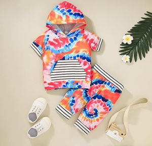 Baby Clothes Girls Tie Dye Hoodies Pants 2pcs Sets Toddler Fashion Pullover Sportswear Suits Boutique kids Clothing BT6539