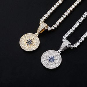 Wholesale compass necklace for men for sale - Group buy Hip Hop Compass Pendant Iced Out Cubic Zirconia With Tennis Chain Fashion Jewelry Gift For Men Women Necklaces