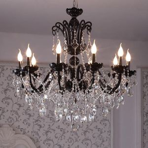Chandeliers Indoor Antique Black Crystal Lamp Pendant Chandelier Lighting Vintage Glass Kitchen Cafe Lustre De Cristal