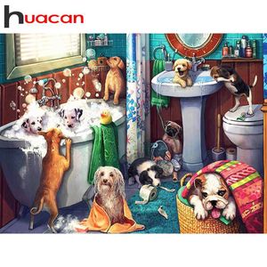 Huacan Painting Animal Dog Full Drill Wall Stickers Diamond Embroidery Mosaic Bathroom Home Art
