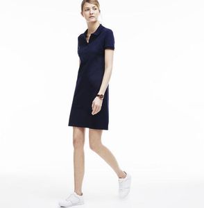 Womens Casual Dresses Sommar Krokodil Klänning Mode 100% Bomullskjorta Polo Kläder A-Line Kjol Färsk Söt Flera Färg Asiatisk Storlek