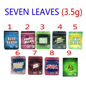 3.5g EMPTY PACKAGE SMELL PROOF MYLAR BAG 77 seven leaves blue slush purple jellato jupiter jack brain food bon bons vovo grease monkey