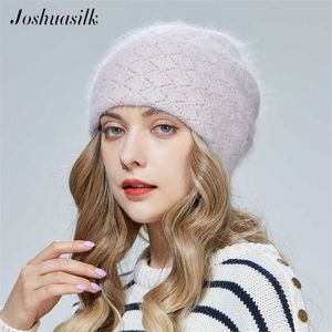 Joshuasilk стиль Winte Angora шерсть теплая шапка назад трехмерное вязание 211229