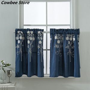 Cortina cortinas curtas curtas para cozinha Bordado Valance janela cego Voile sala de estar quarto blackout porta painel