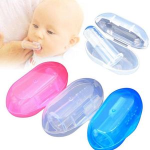 500pcs baby mjukt silikonfinger husdjur hund katt grooming tandborste gummi tunga massager tänder borstar teether med falllåda