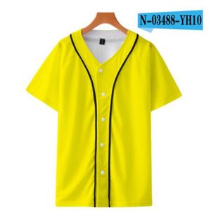 Custom Baseball Jersey Mens Knappar Homme T-shirts 3D Tryckkjorta Streetwear Tees T Shirts Hip Hop Kläder Fram och baksida Skriv ut 061