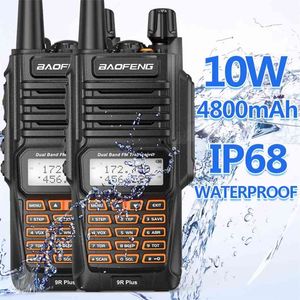 2PCS Baofeng UV-9R Plus 10W 4800mAh Dual Band 136-174/400-520MHz IP68 Impermeabile Ham Radio BF-UV9R Walkie Talkie 10KM Gamma 210817