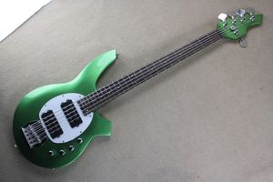 5 Strings 24 Frets Green Electric Bass Guitar with Active Pickups,HH Pickups,Can be customized