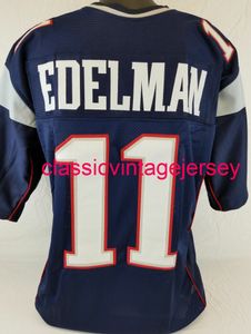 Homens homens jovens Julian Edelman Custom costurado Jersey de futebol azul xs-5xl 6xl