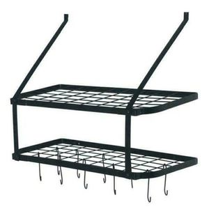 Wall Mount Pot and Pan Rack Hook Holder Hanging Kitchen Cookware Organizer Shelf