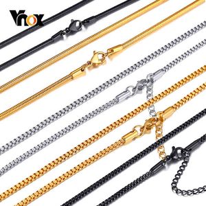 Vnox Basic 2 mm runde Schlangen-Box-Halskette für Damen und Herren, glatter Edelstahl, bequeme Passform, lässige Venezianerkette