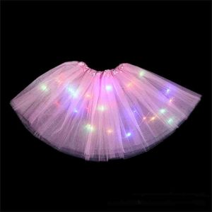 Летняя юбка с декоративными огнями светящиеся светоизлучающие половину длины марлевая юбка светодиодный свет TUTU платья вечеринка детская праздничная юбка