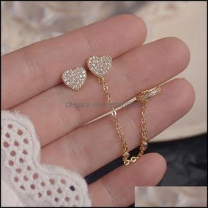 Jewelrys925 Sterling sier Needle Delice Zircon CZ Heart Stud for Women 14K Real Gold Irregar Earrings Drop Delivery 2021 KJIF7