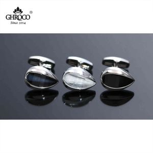 CHROCO High-Quality Exquisite Droplet Shaped Inlaid with Drop Rubber Shirt Cufflink Fashion Luxury Gift for Business Men & Weddi