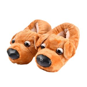 Chinelos Animais Lifelike Filhote de Filhote de Cachorro Homens Casa de Inverno Sapatos Homens Soft Slippers Homem Engraçado Home Sapatos Fuzzy Chinelos Unisex Y0427