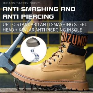 Sapatos de Segurança Sapatos Fabricantes Atacado Sólido Botas de Trabalho Alta-Superior Botas Amarelas Tendão Inferior Anti-Smashing Training 211217