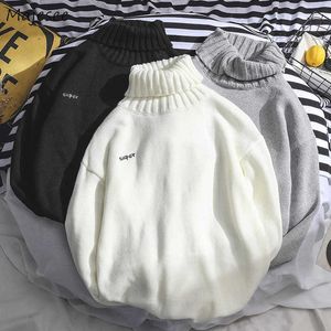 Turtleneck Sweater Men Winter Letter Casual Long Sleeve Top Mens Sweaters High Quality Pullover All Match Males Korean Clothesp0805