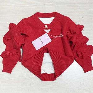 Sonbahar bebek kazak kış çocuklar örgü bebek kazak çocuk ruffles kol kızlar temel, 12m-5y, # 2376 211104