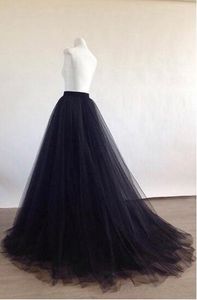 ファッション-黒チュール床長さのフォーマル夜会服スカート 2020 カスタム結婚式ファッションヴィンテージロングスカートエレガントなチュールアンダースカート 1