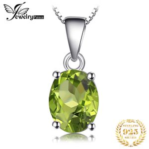 Natural Peridot Pendant Necklace Sterling Silver Gemstones Choker Statement Women silver Jewelry Without Chain