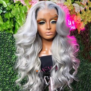 Grey Human Hair Wig Ash Blonde 613 Lace Frontal Wigss 13x4 Colored Humans Hairs For Women Transparent Laces Wigs Preplucked Hair