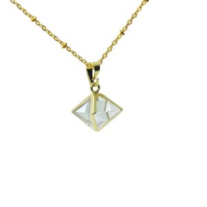 Hängsmycke Halsband 1pc Faceted Guld Plating Rock Clear Quartz Crystal Pyramid Kvinnor Halsband Natursten Kedja för Tjej
