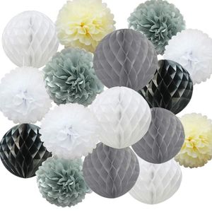 Party dekoration 16pcs / set mix tissue papper pompoms bikaka bollar pom pom poms bord garland för födelsedag baby shower bröllop festival decorat