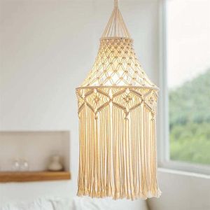 Lampa täcker nyanser handgjorda macrame skugga tapestry tofs hängande lock Bohemian ljuskrona ljus hem dekoration