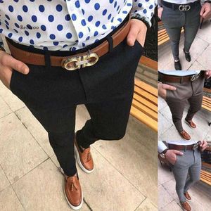 Новый мужской весна осень мода бизнес случайные длинные брюки костюм мужские брюки эластичные прямые формальные плюс размер большие штаны Y0811